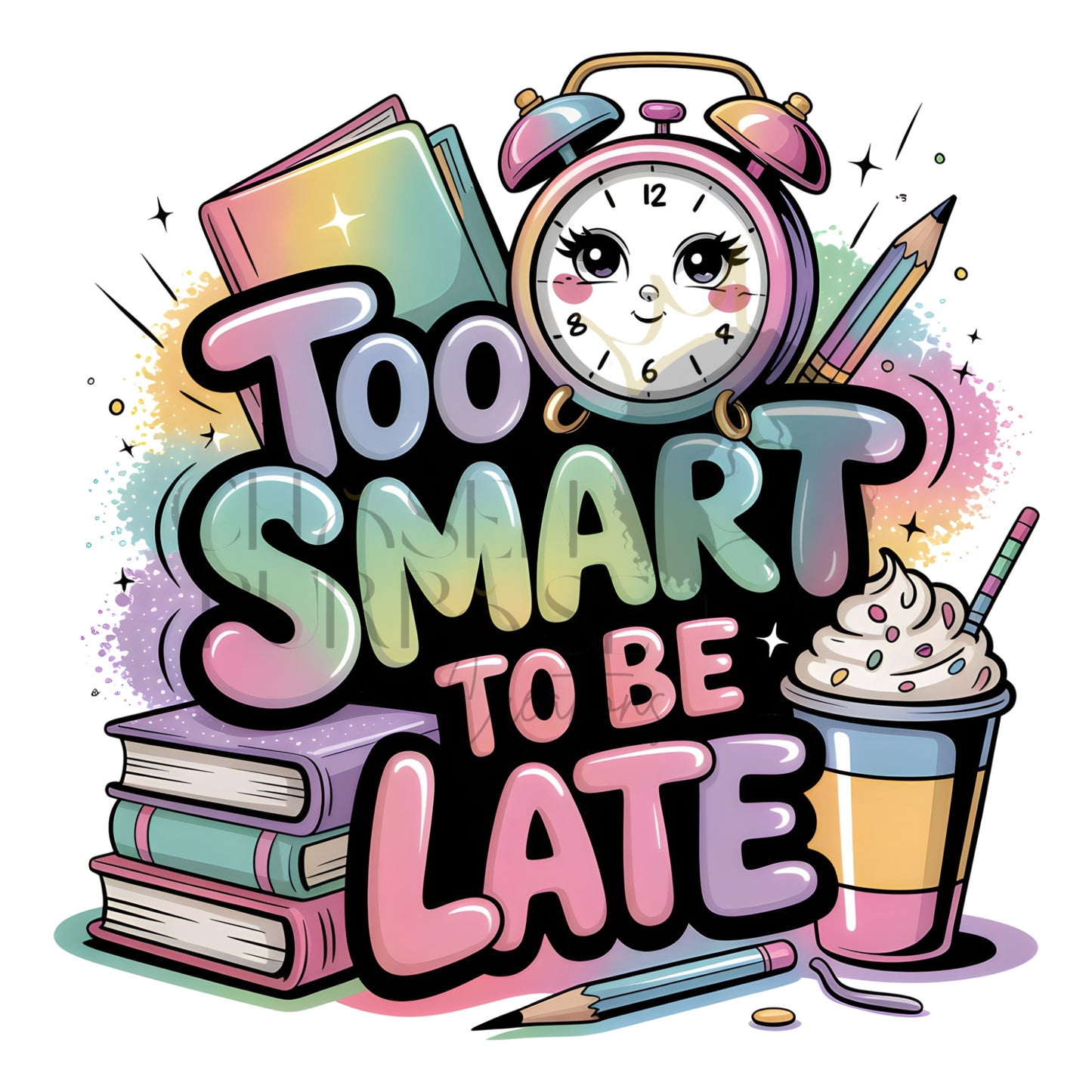 Too Smart, Too Stylish – Girly School Clock Design PNG | JPG