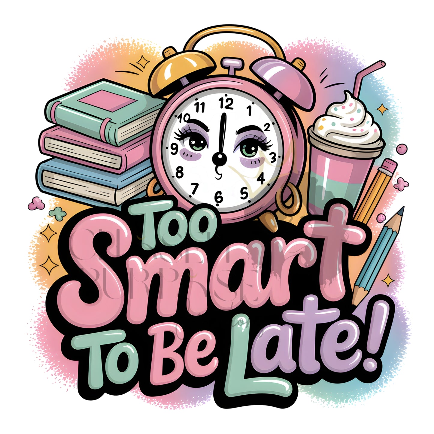 Too Smart, Too Stylish – Girly School Clock Design PNG | JPG
