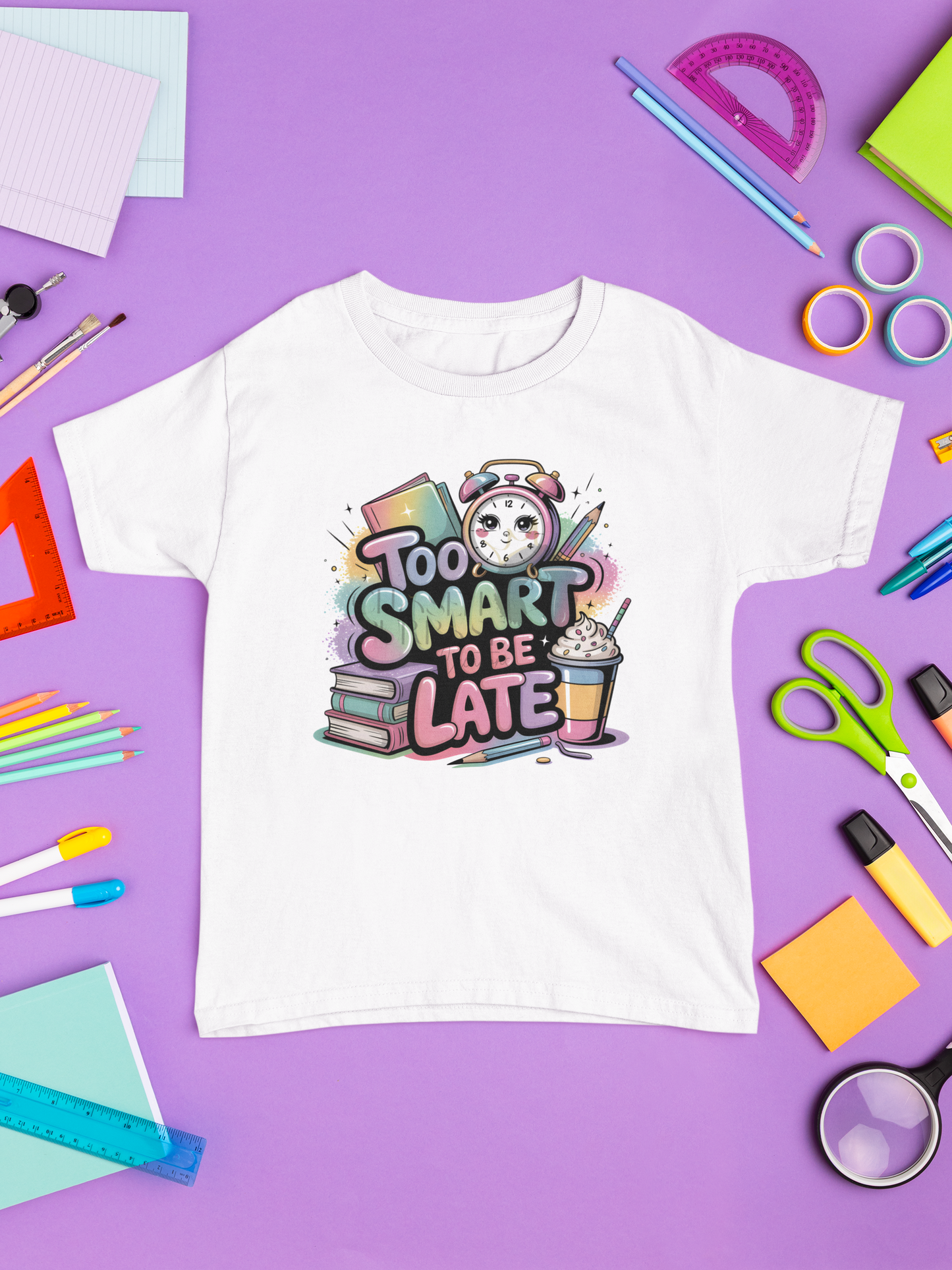 Too Smart, Too Stylish – Girly School Clock Design PNG | JPG